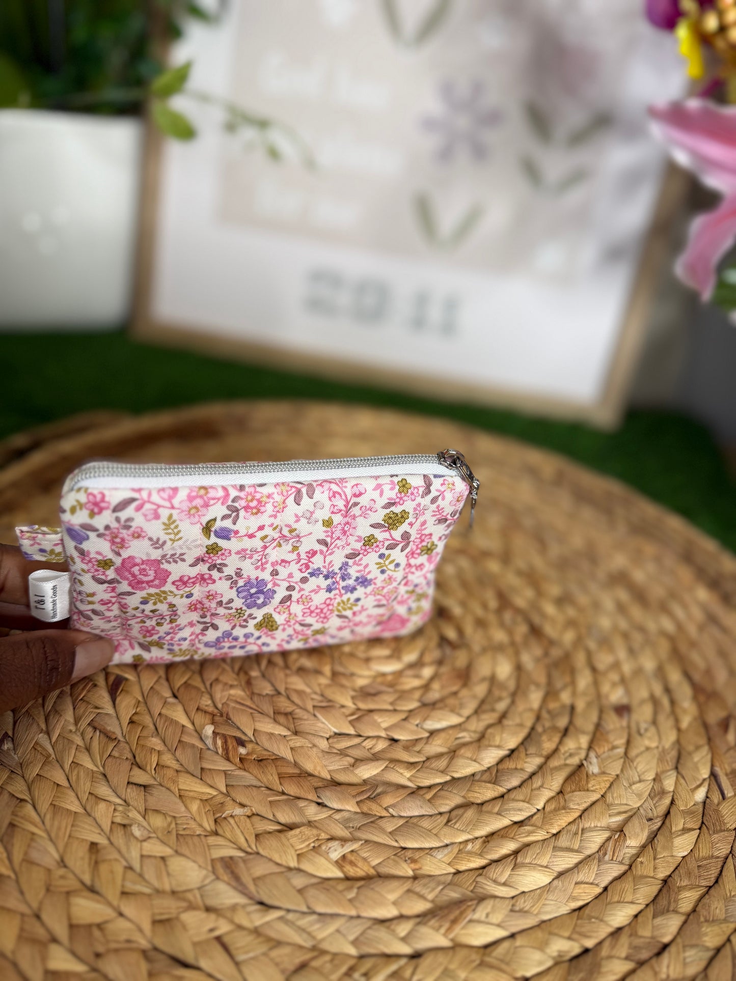 Pink floral Keychain Wallet