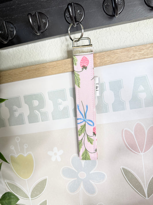 Strawberry garden Wristlet Keychain