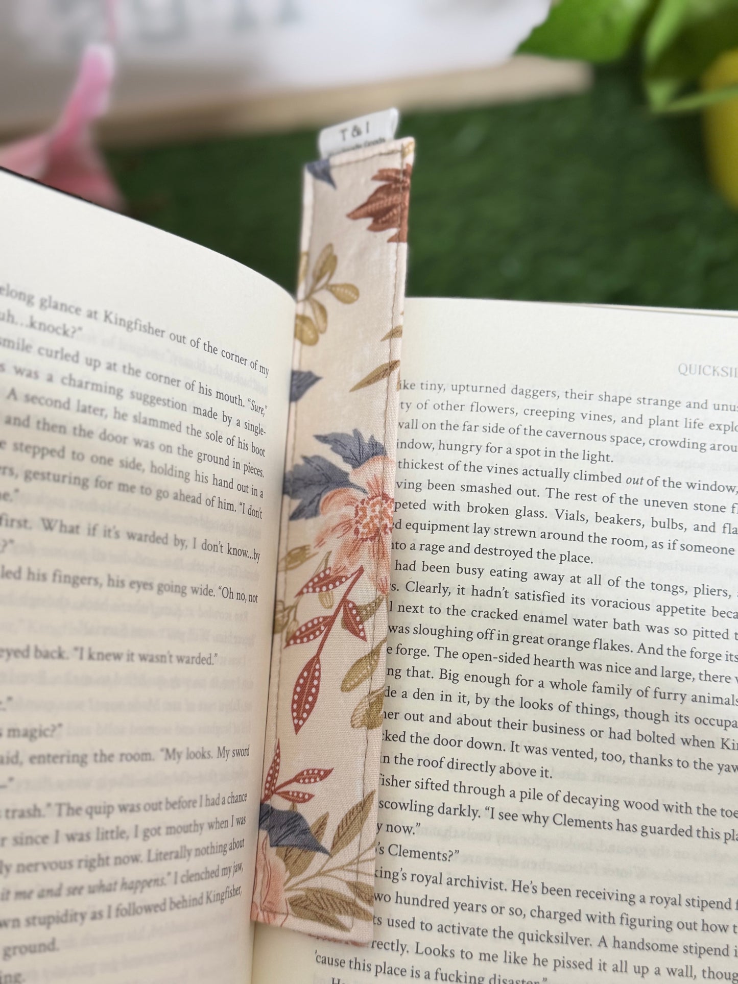 Earthy botanical Floral Fabric Bookmark
