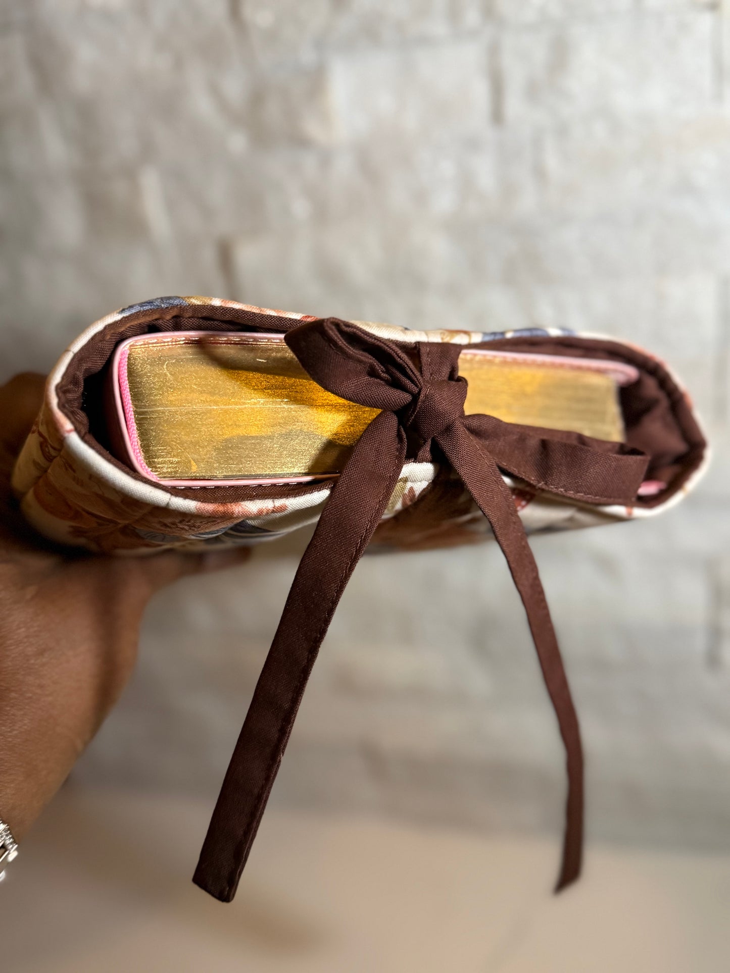 Earthy botanical floral Book Sleeve w/bow
