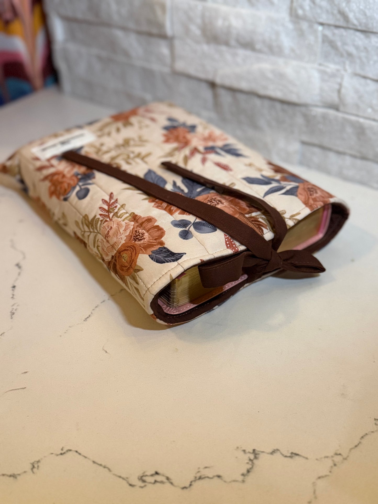 Earthy botanical floral Book Sleeve w/bow