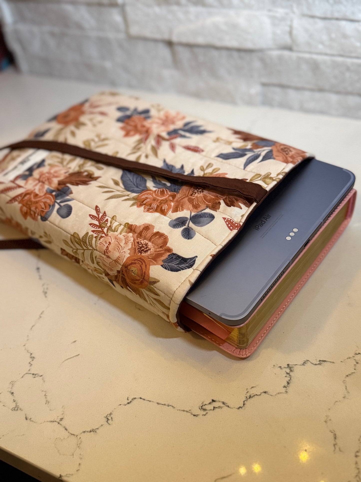 Earthy botanical floral Book Sleeve w/bow