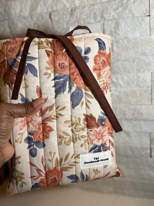 Earthy botanical floral Book Sleeve w/bow