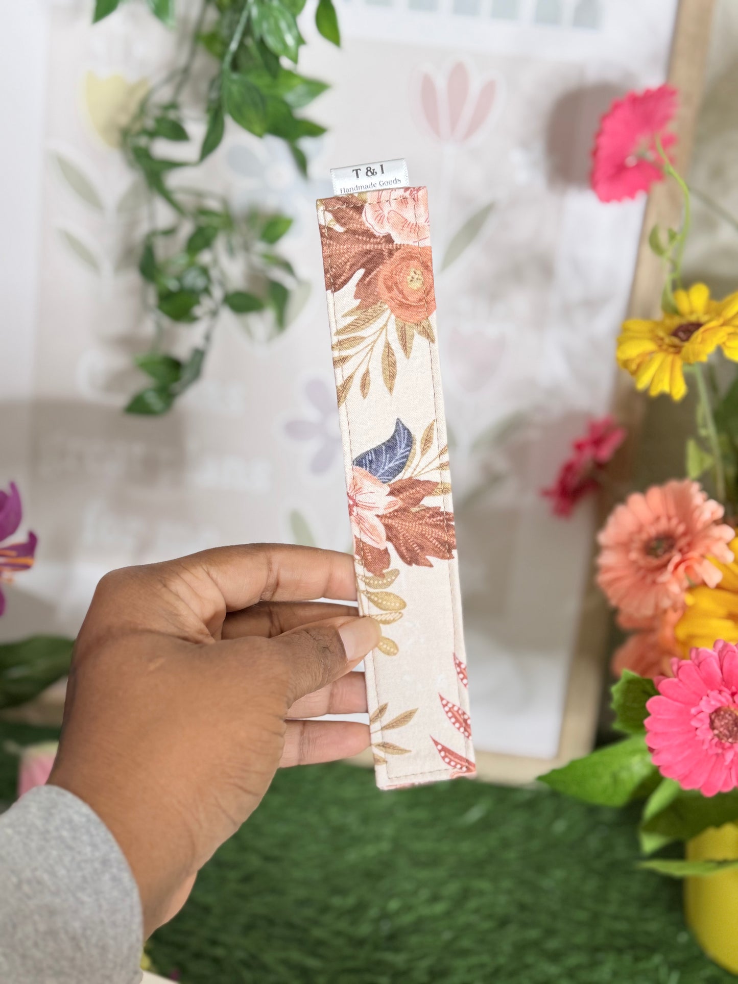 Earthy botanical Floral Fabric Bookmark