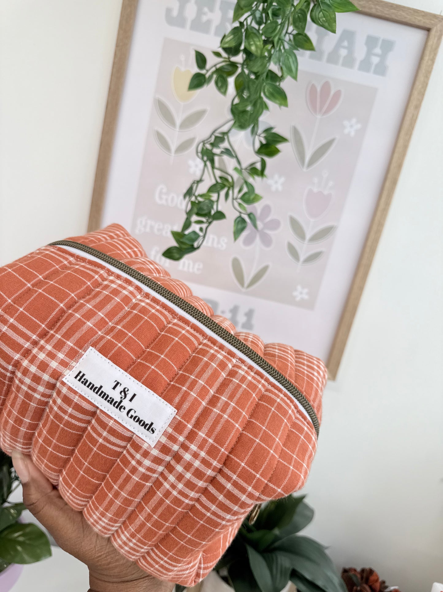 Orangey Plaid large Multipurpose Bag