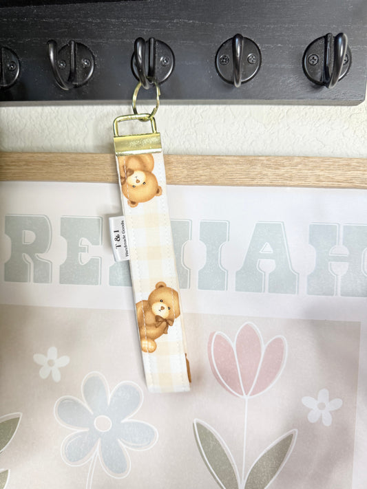 Teddy Bear Wristlet Keychain