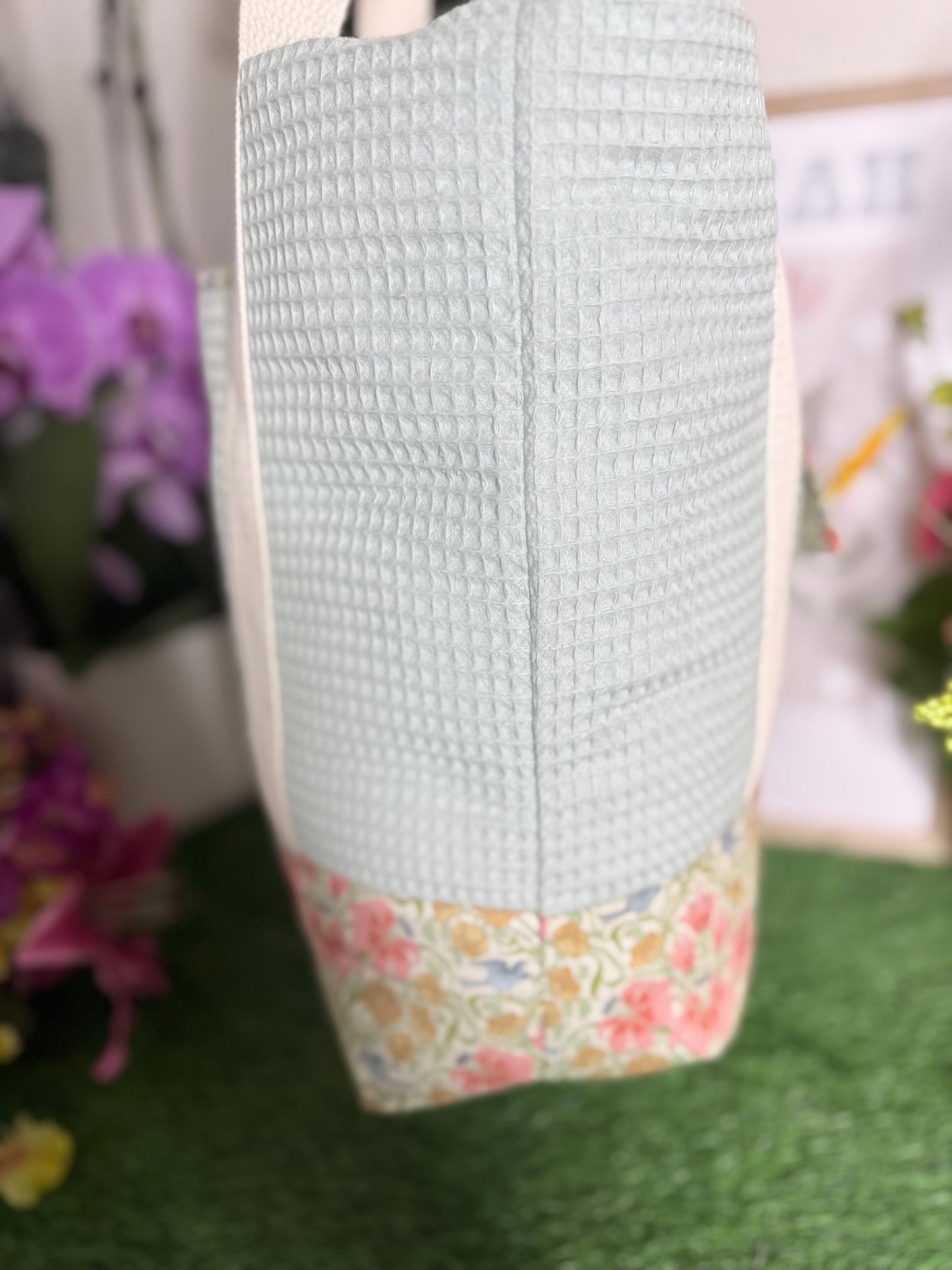 Garden Gathered Teal & Sage Tote Bag