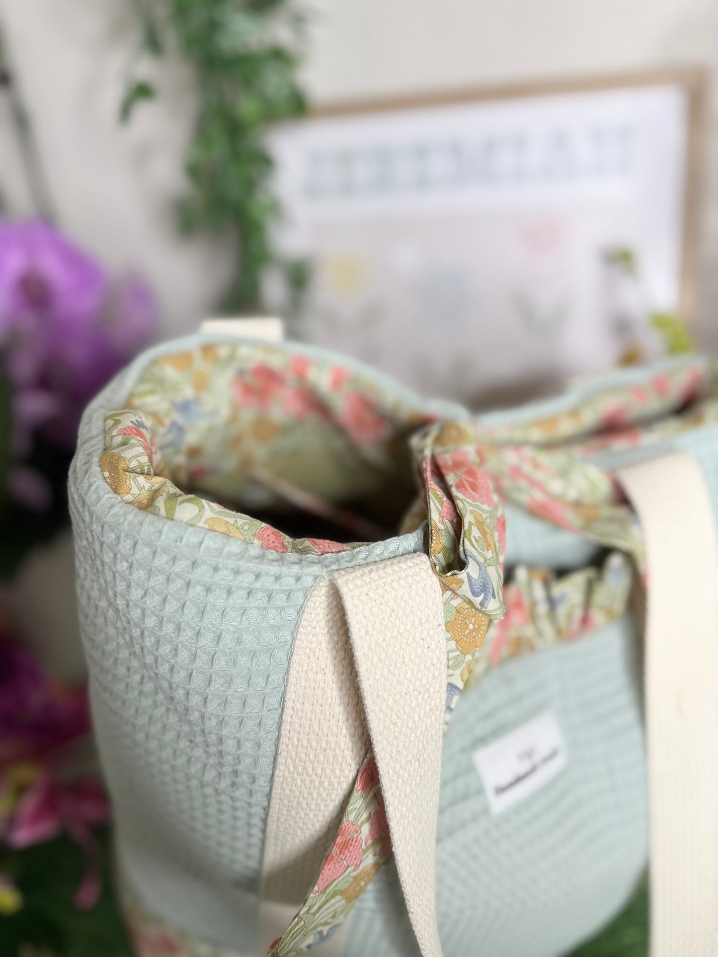 Garden Gathered Teal & Sage Tote Bag