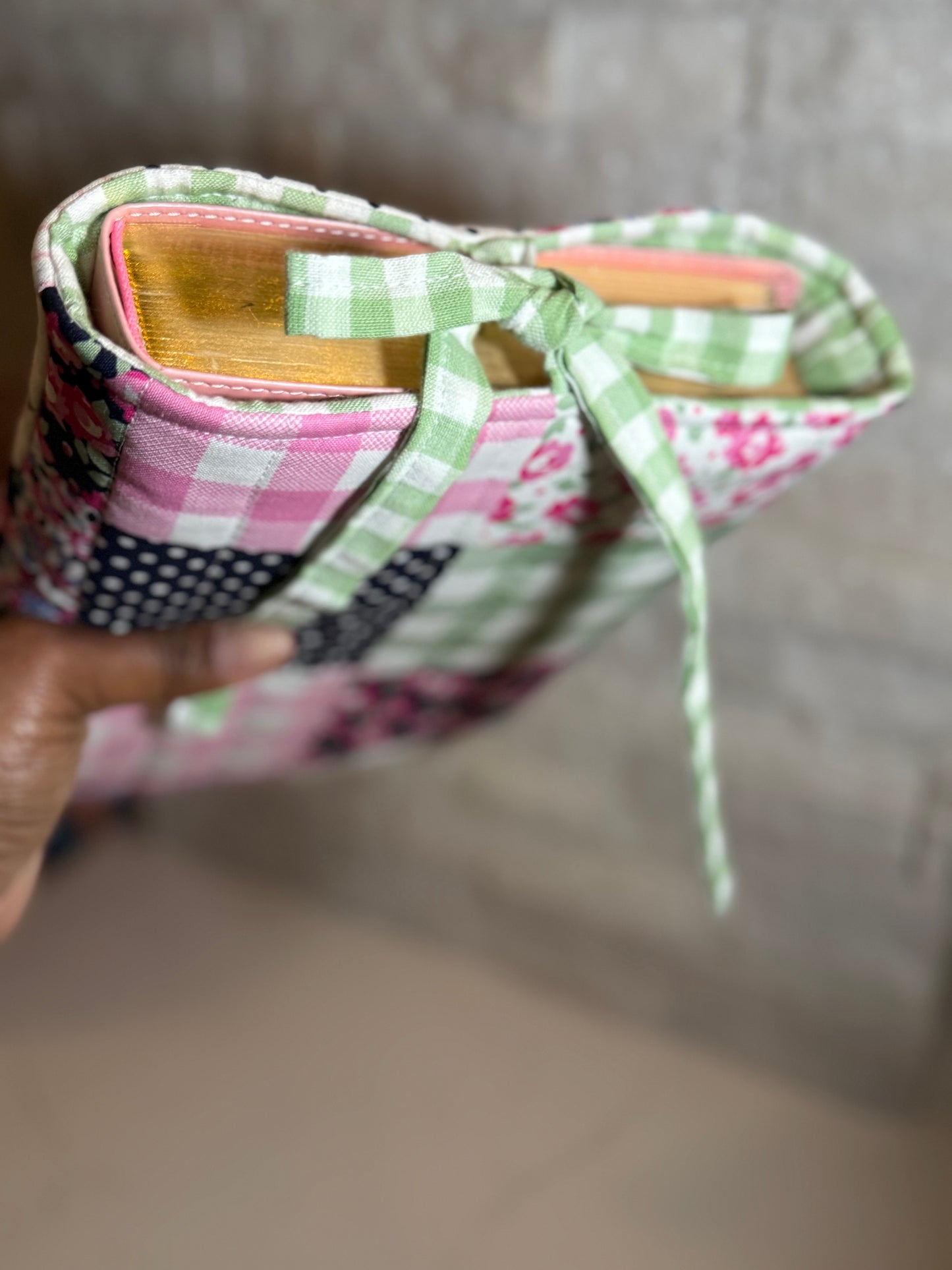 Pink Floral patch Book Sleeve w/bow