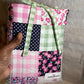 Pink Floral patch Book Sleeve w/bow