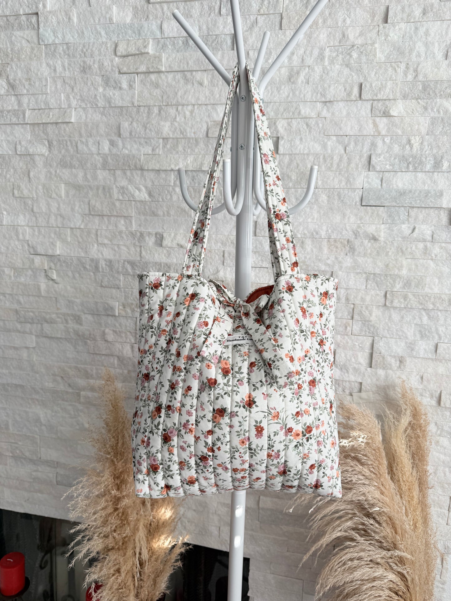 Mauve Floral Tote Bag