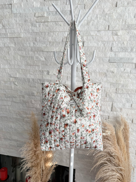 Mauve Floral Tote Bag