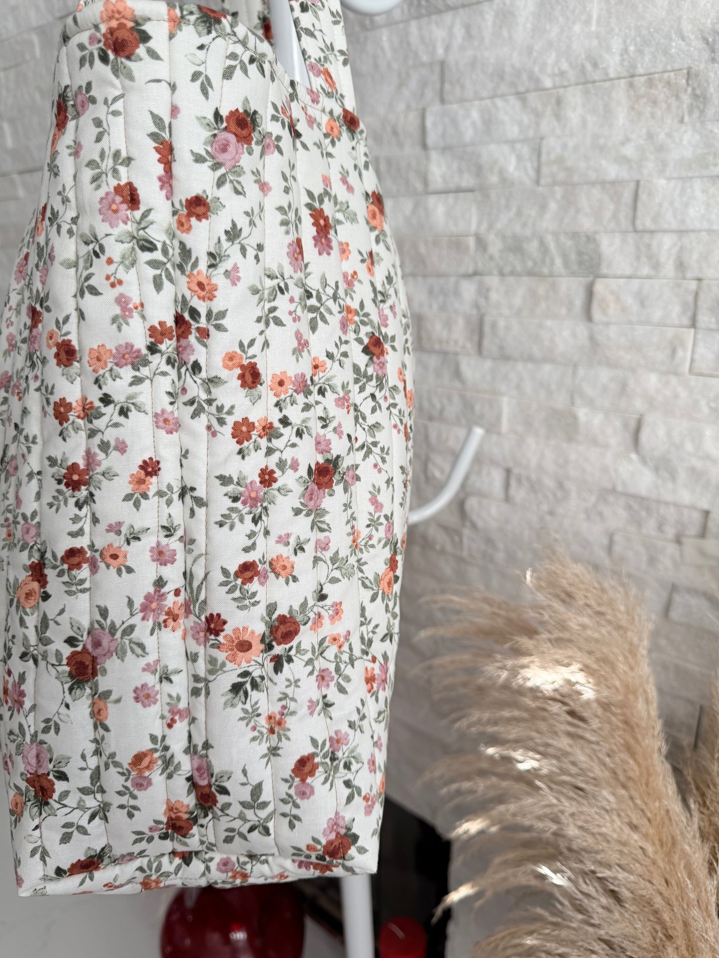 Mauve Floral Tote Bag