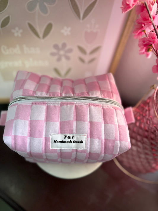 Pink Checker Large Multipurpose Bag