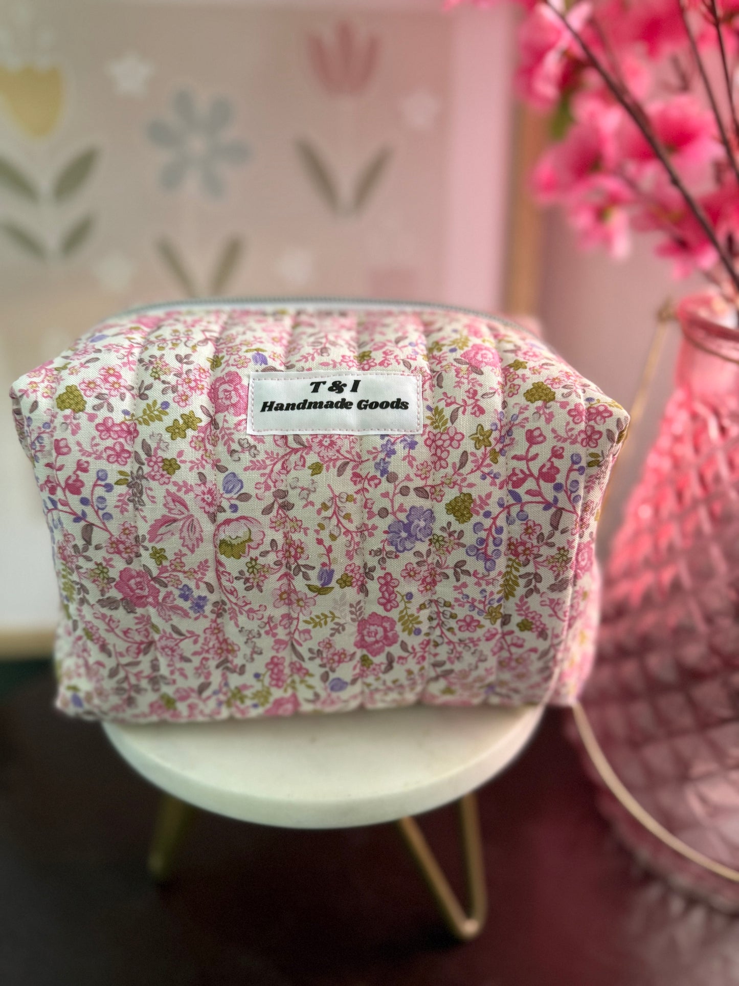 Pink Floral Large Multipurpose Bag