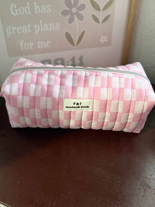 Pink Checker Hair Tools Bag