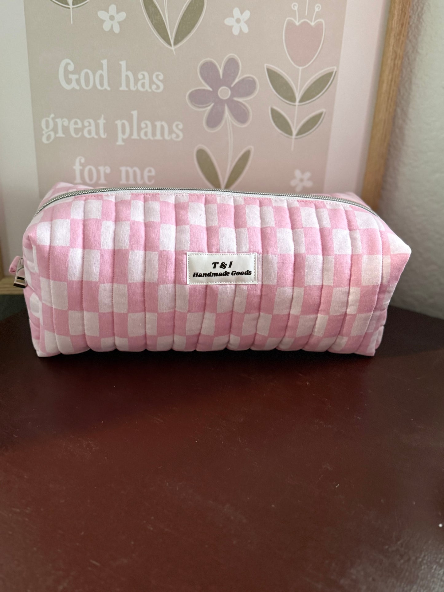 Pink Checker Hair Tools Bag