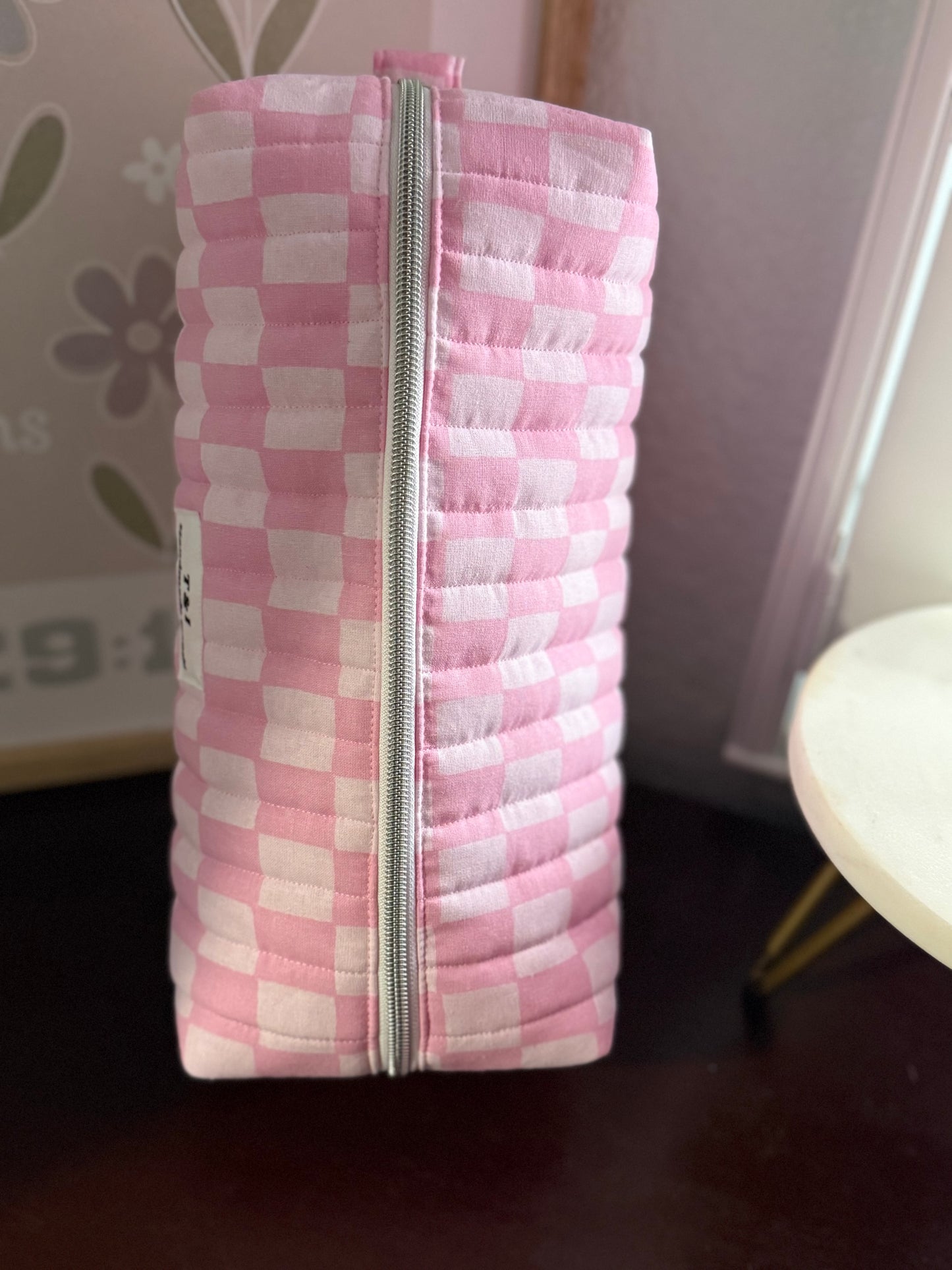 Pink Checker Hair Tools Bag