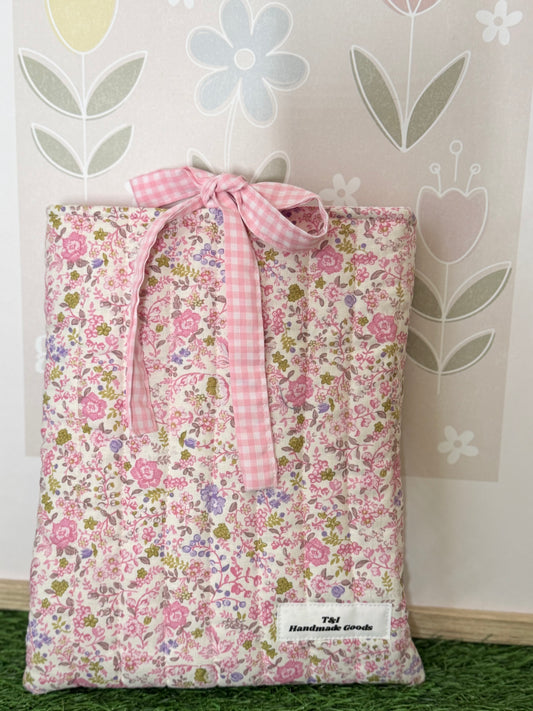 Pink Floral Book Sleeve w/bow