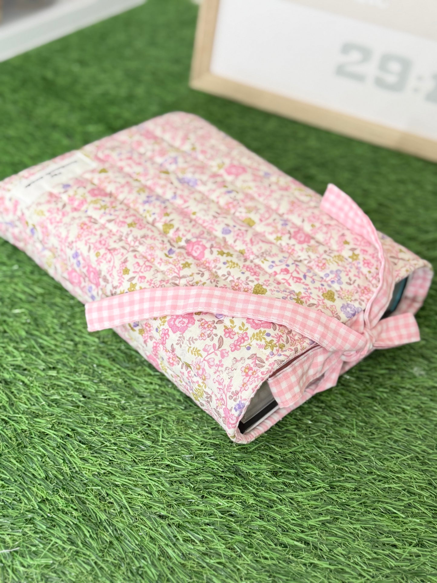 Pink Floral Book Sleeve w/bow