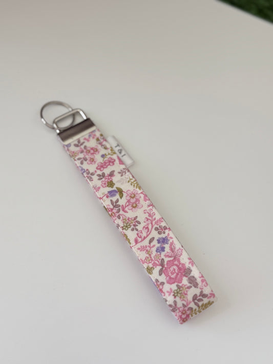 Pink Floral Wristlet Keychain