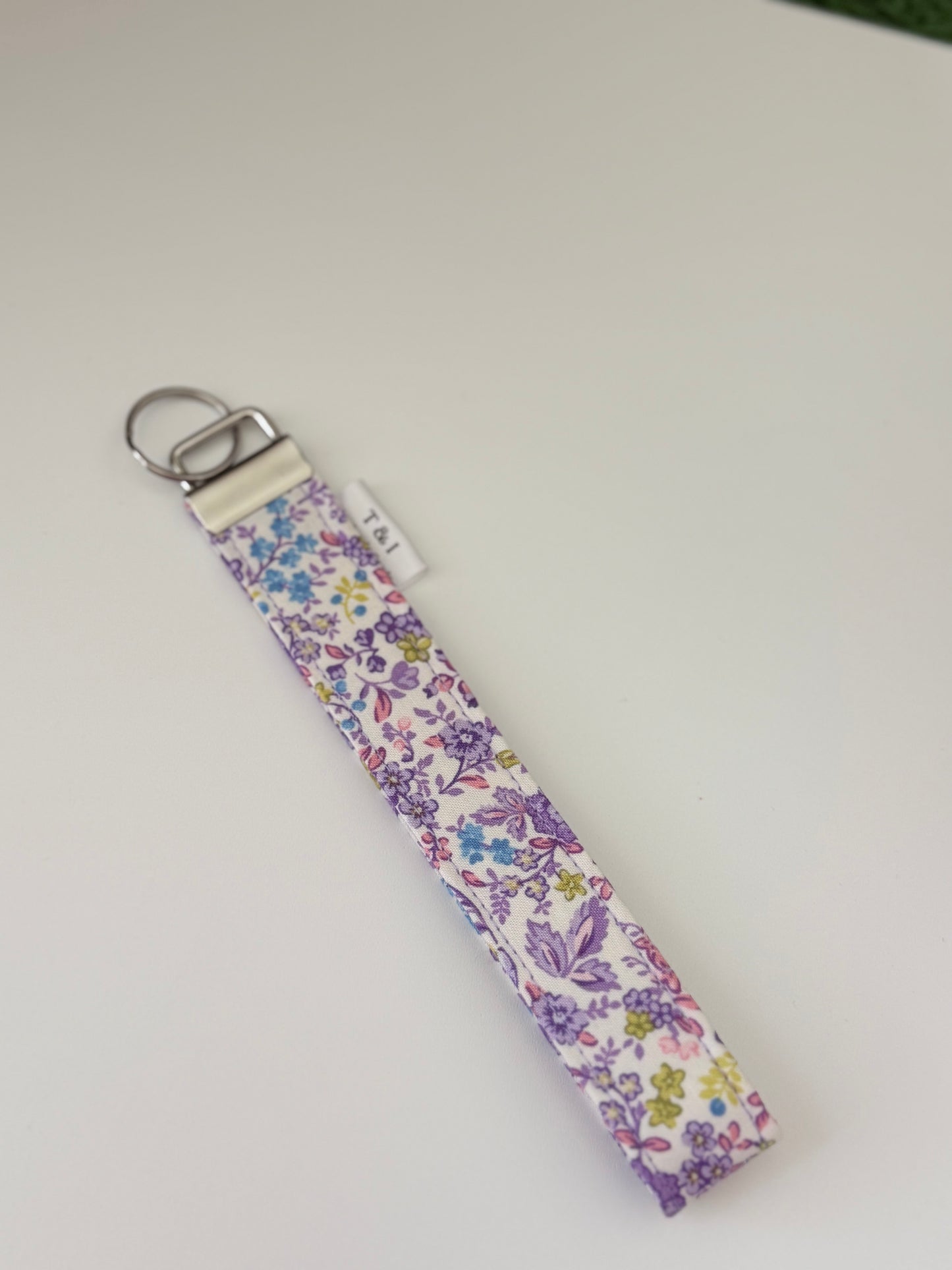 Purple Floral Wristlet Keychain