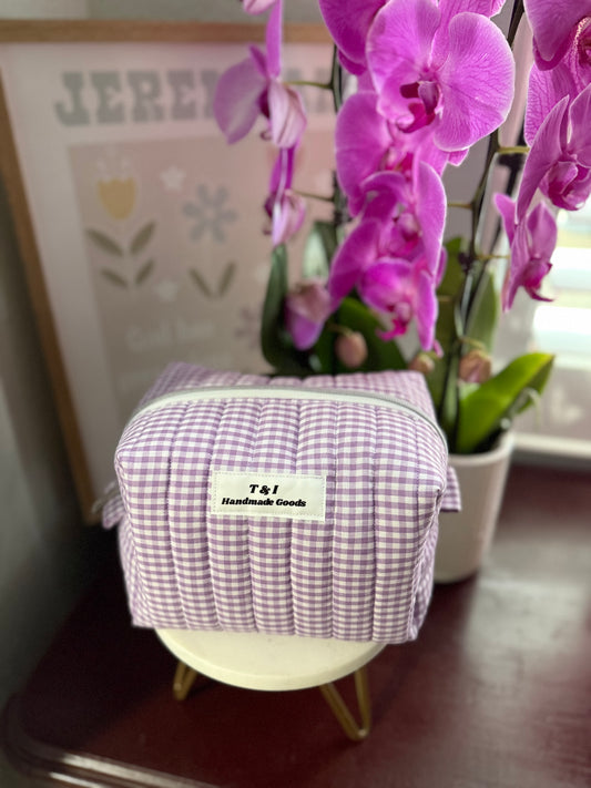 Purple Gingham Large Multipurpose Bag