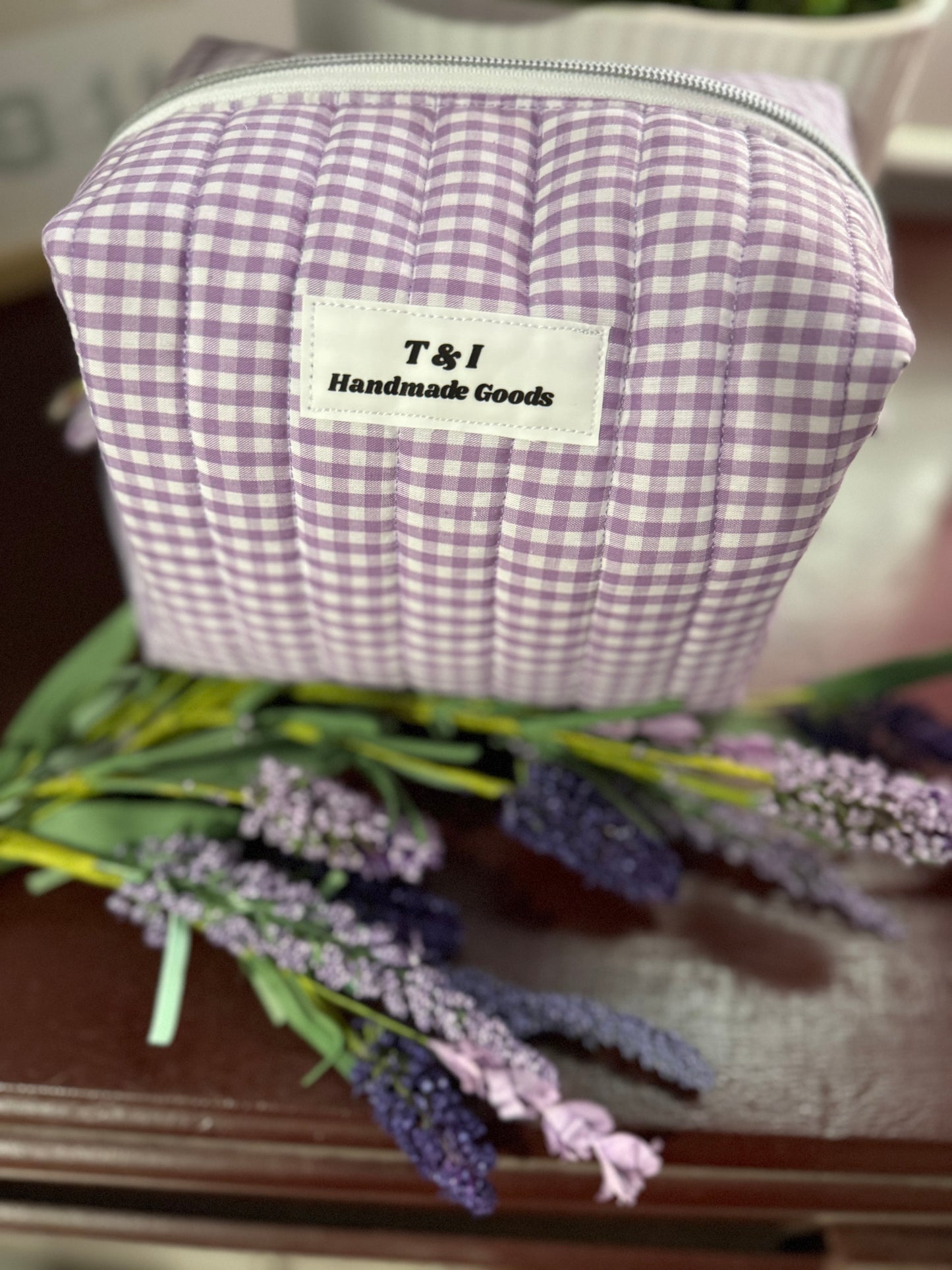 Purple Gingham Large Multipurpose Bag