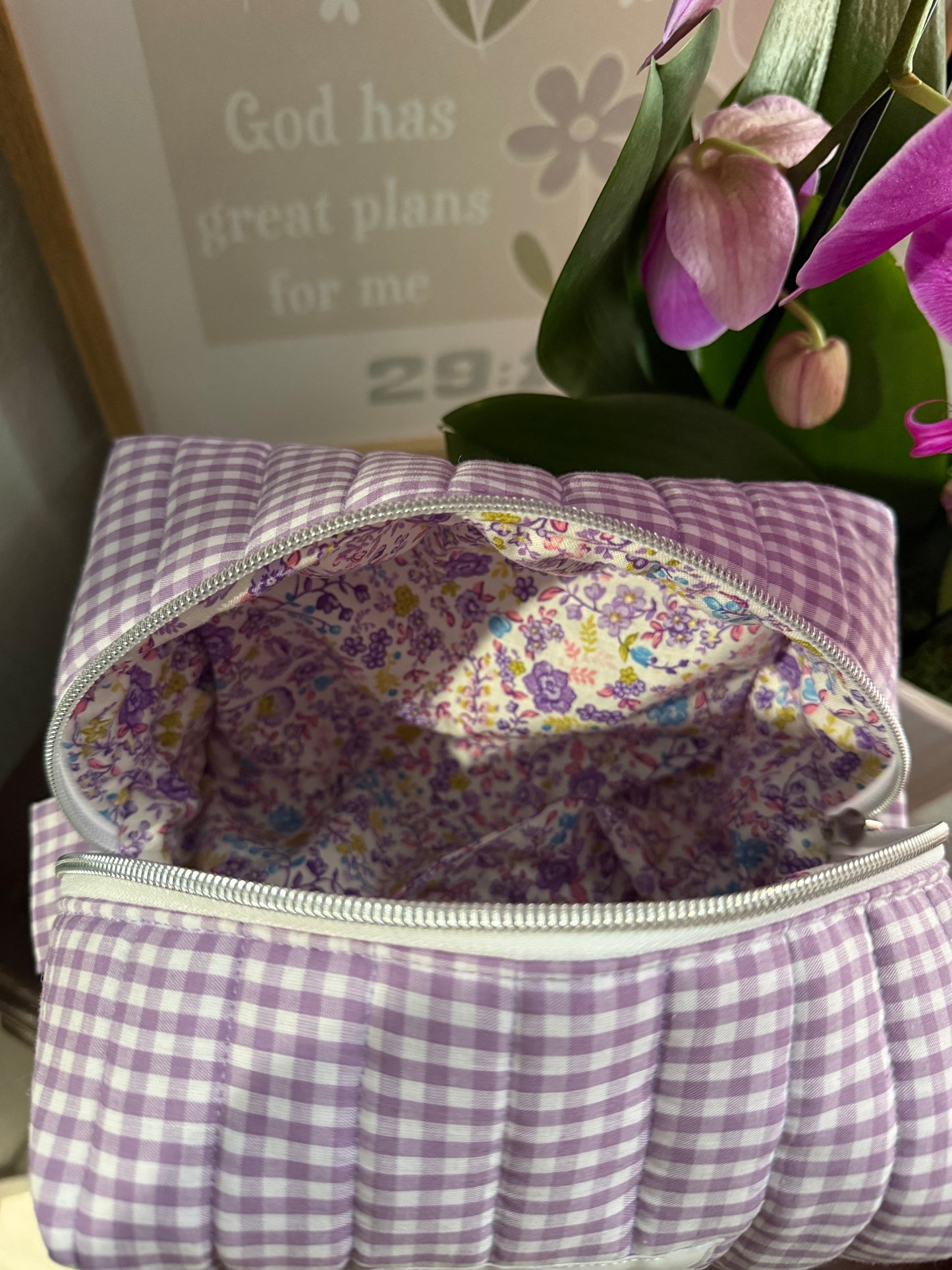 Purple Gingham Large Multipurpose Bag