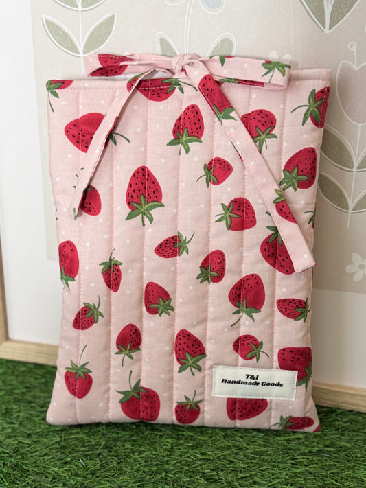 Strawberry field Book Sleeve w/bow