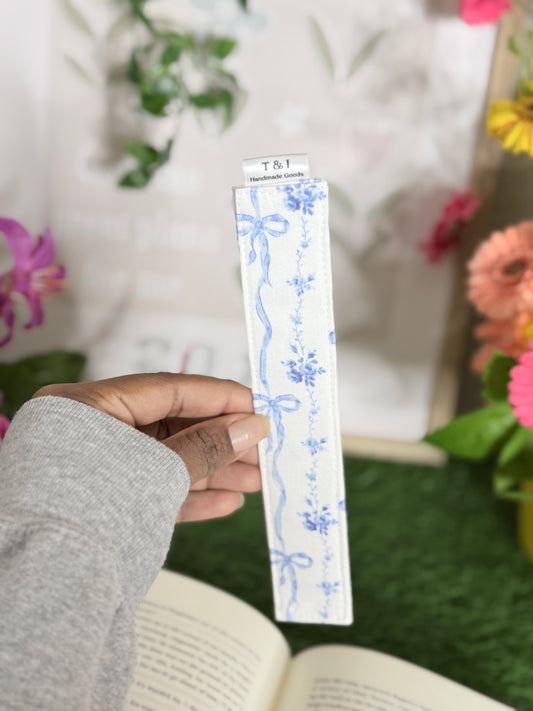 Vintage Blue Fabric Bookmark