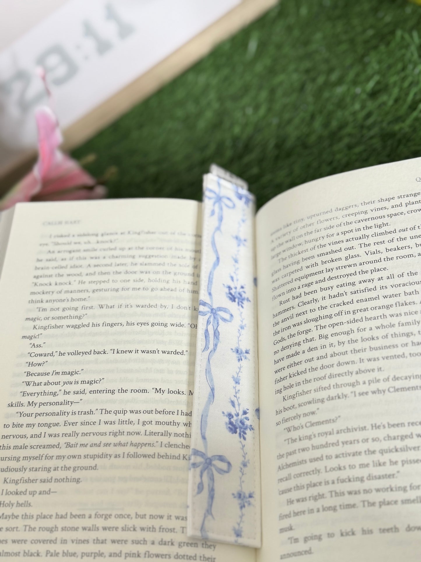Vintage Blue Fabric Bookmark