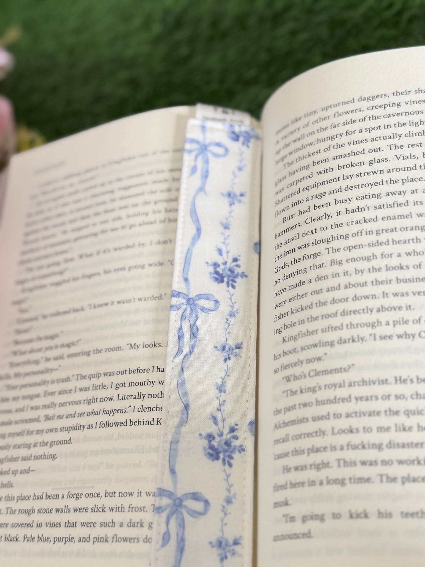 Vintage Blue Fabric Bookmark