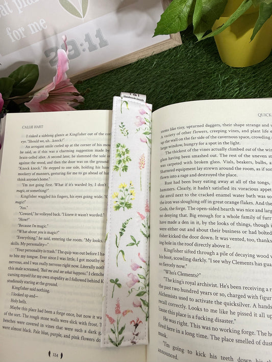 White Boho Wildflower Bookmark