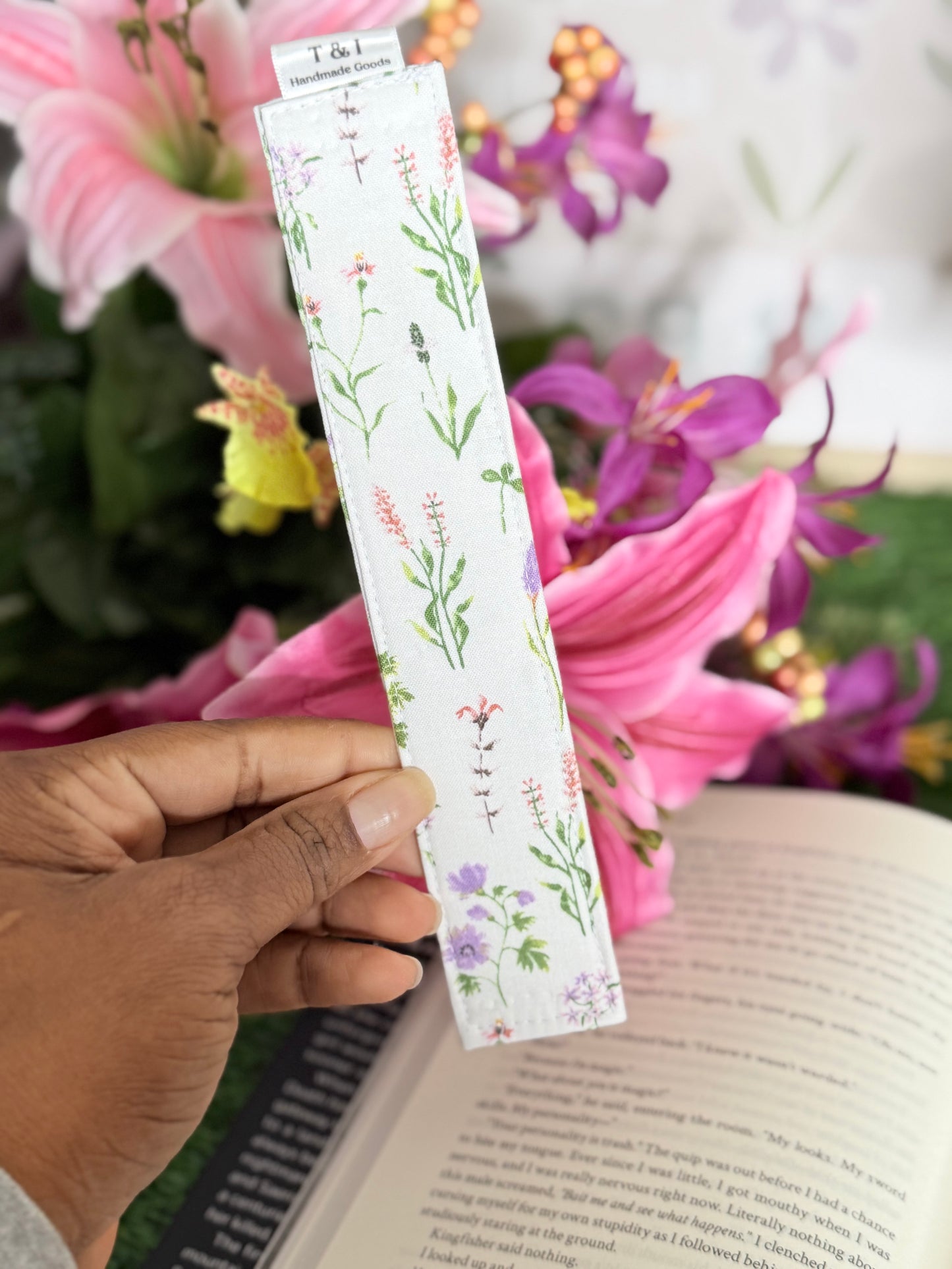 White Boho Wildflower Bookmark