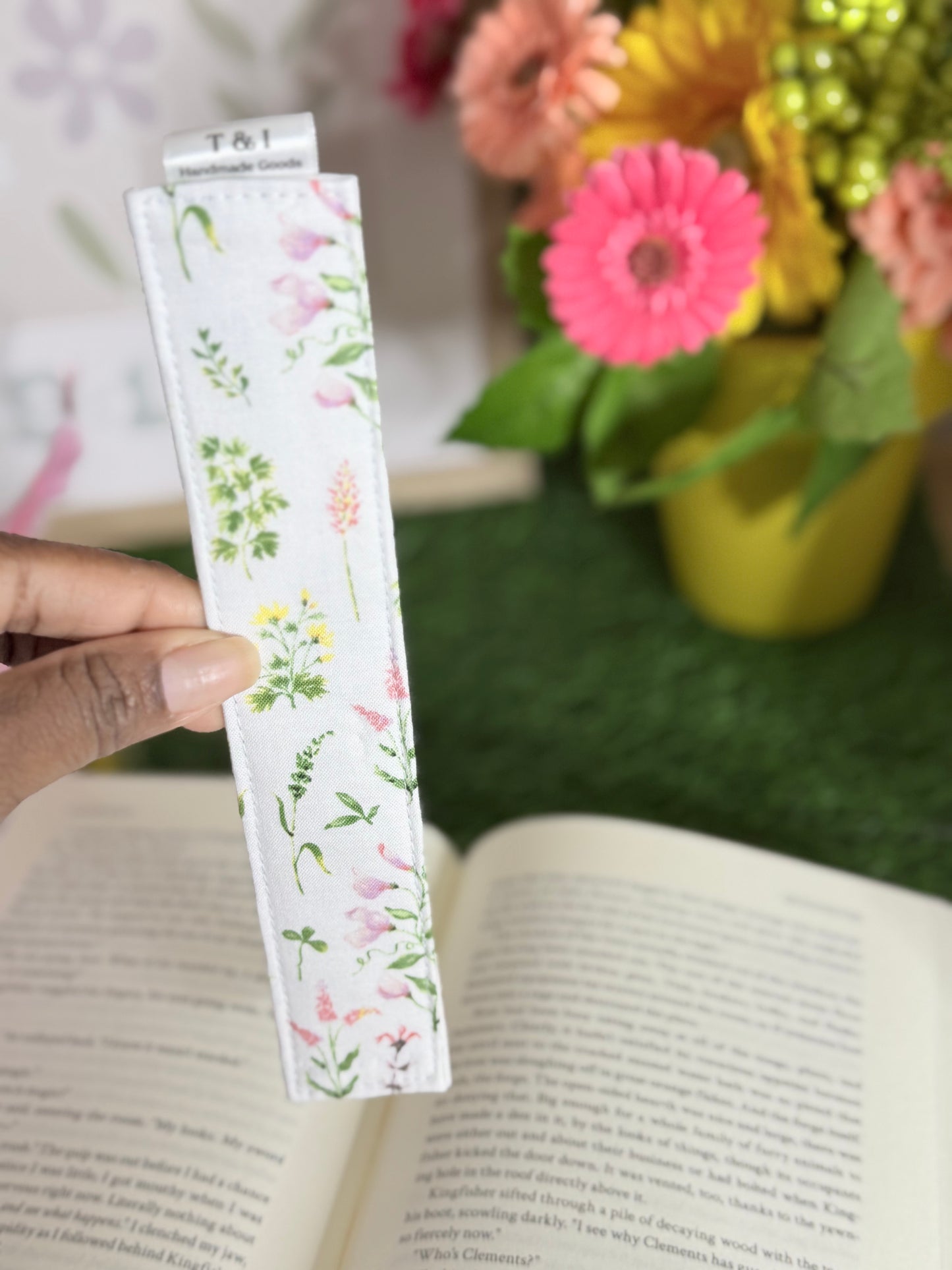 White Boho Wildflower Bookmark