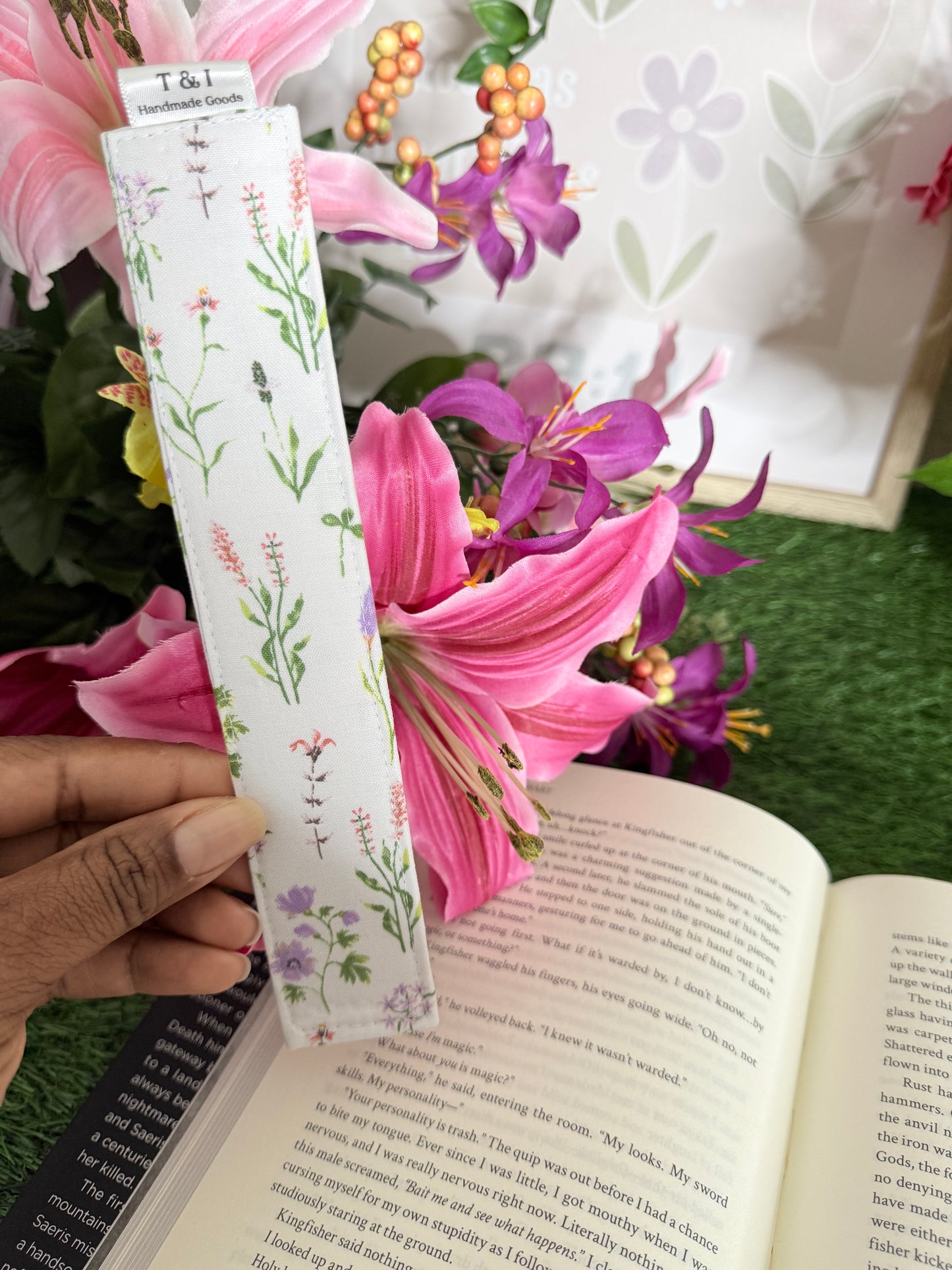 White Boho Wildflower Bookmark