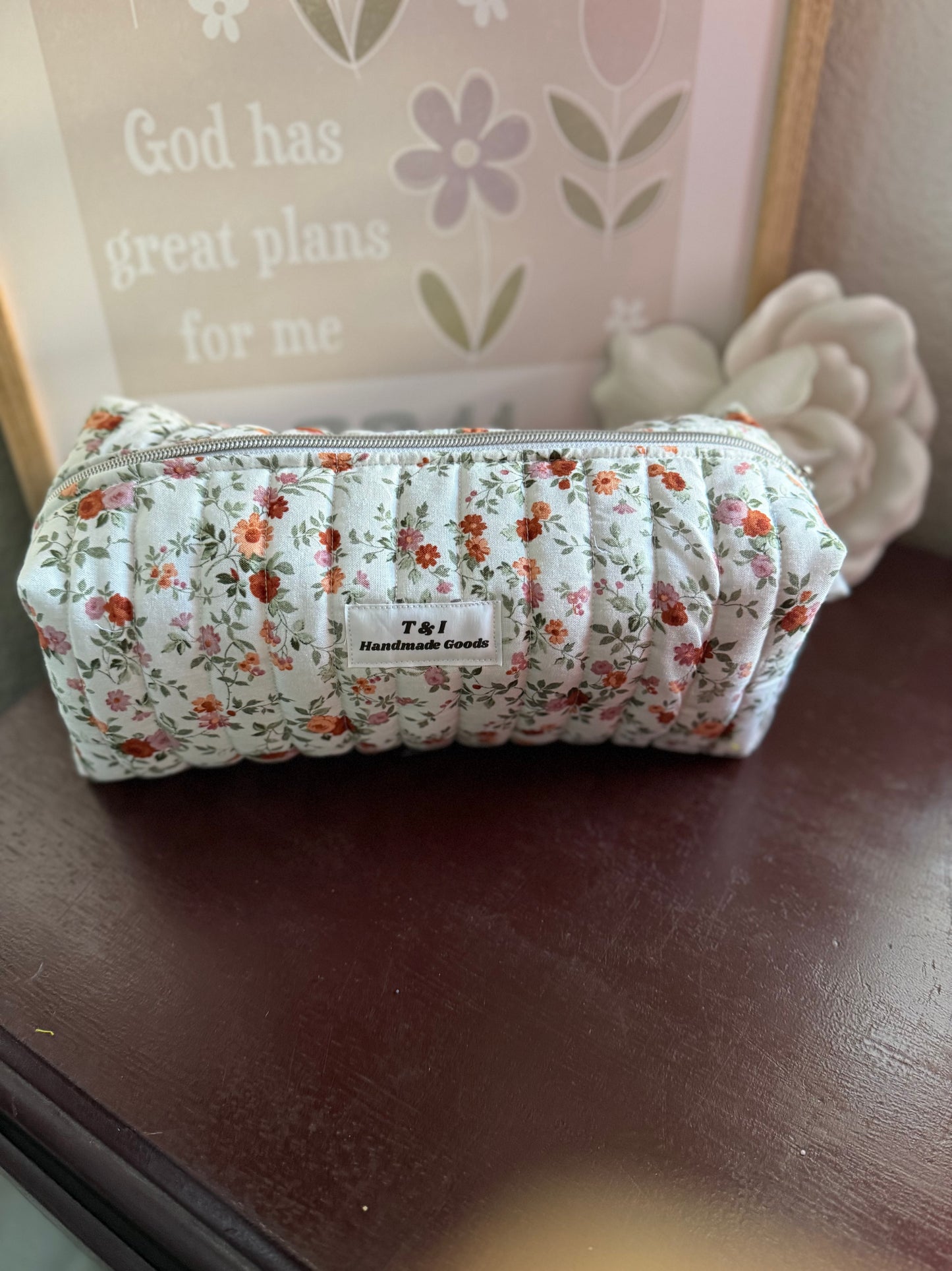 Mauve Floral Hair Tools Bag