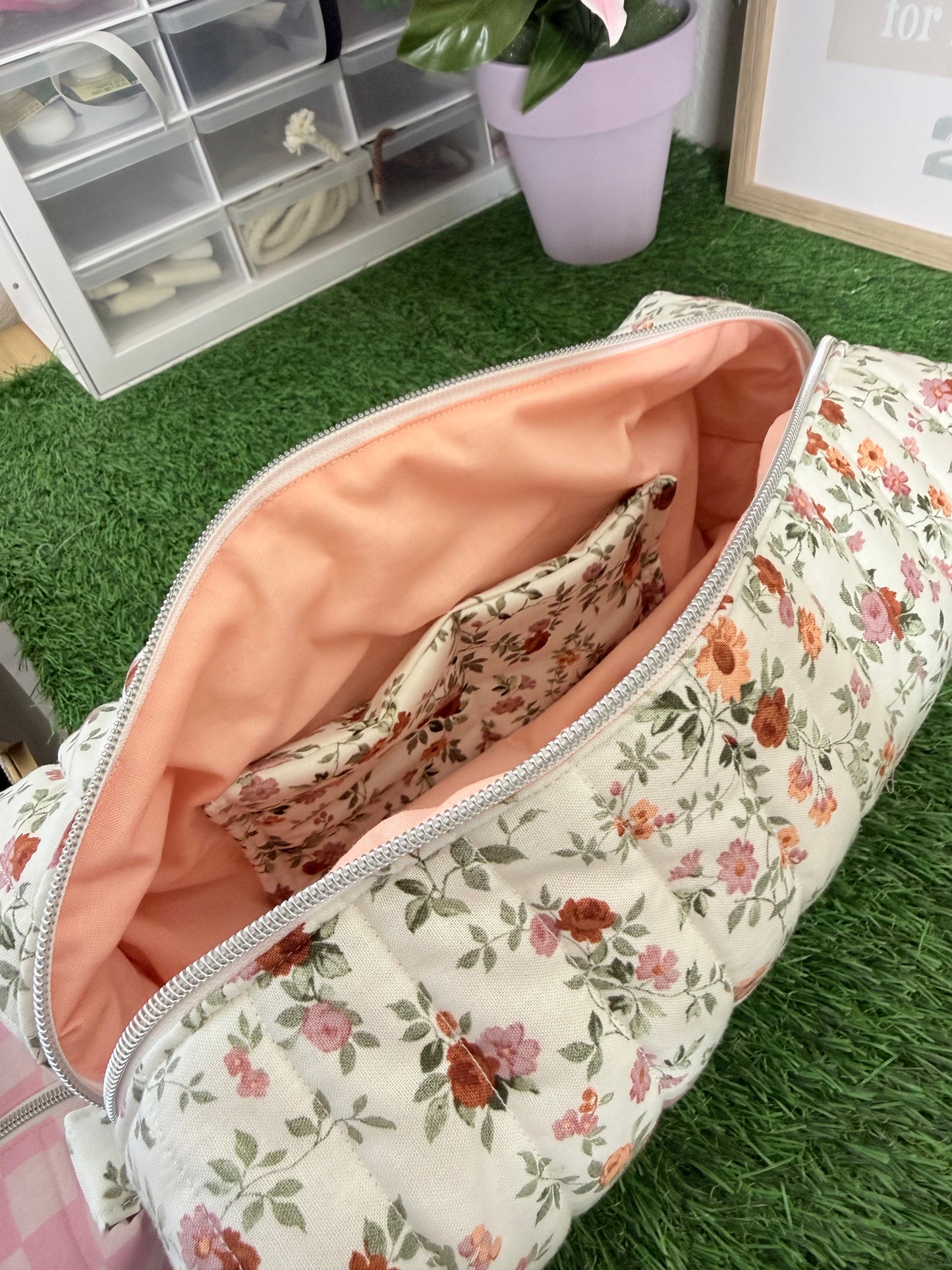 Mauve Floral Hair Tools Bag