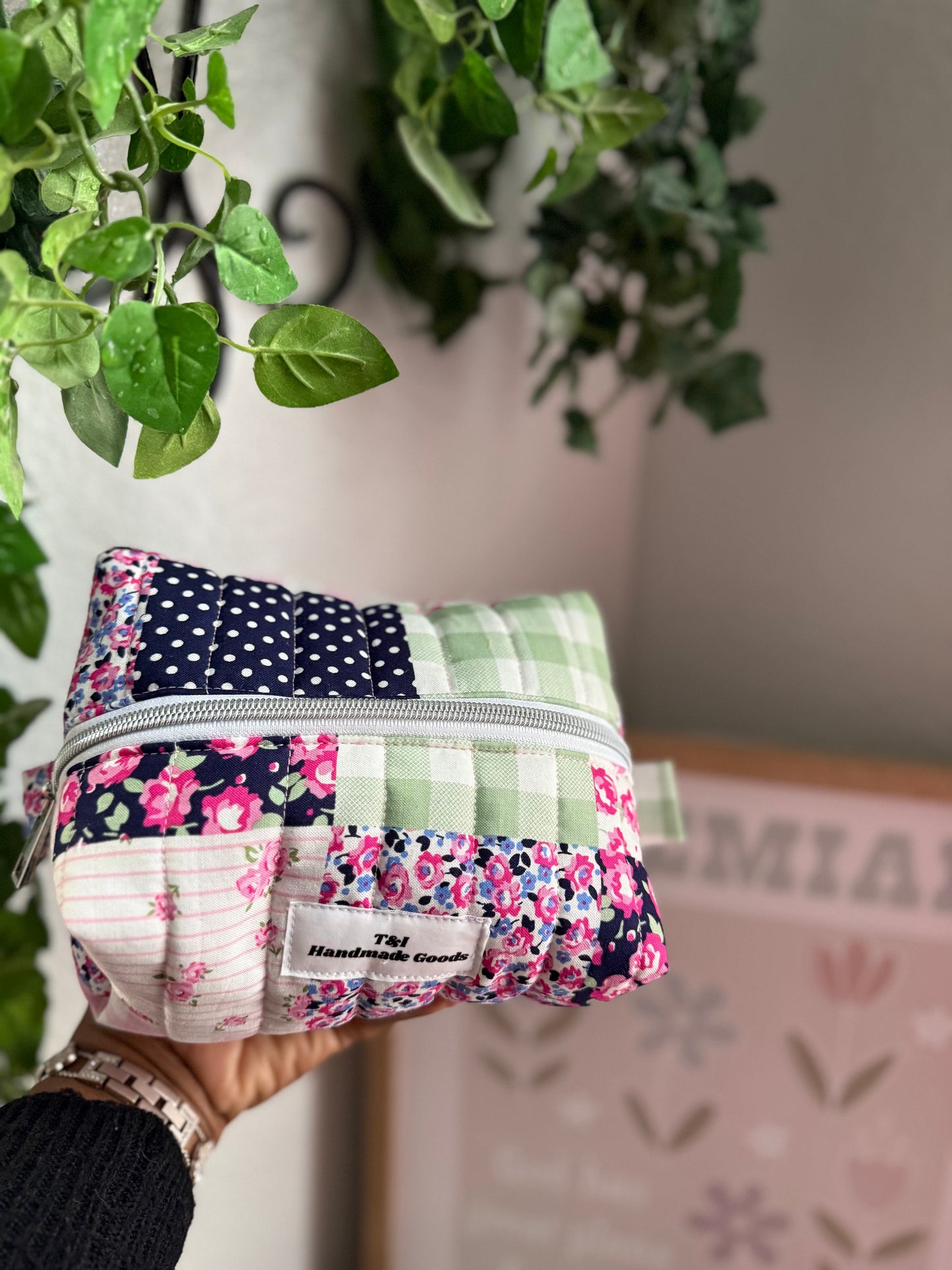 Pink Floral Patch Small Multipurpose Bag