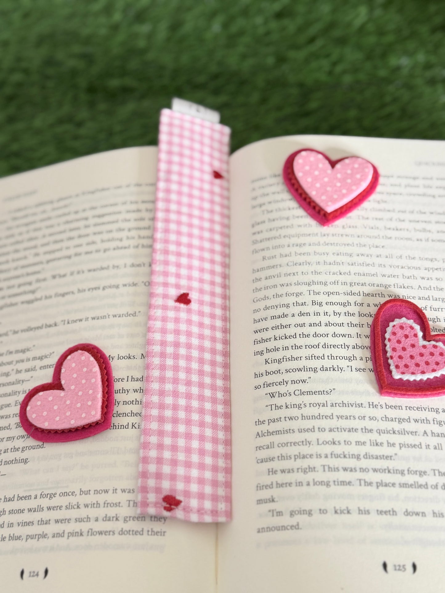 Pink love Fabric Bookmark