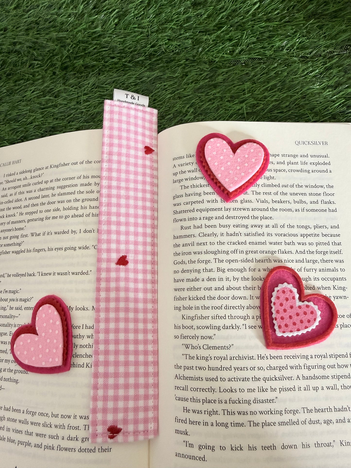 Pink love Fabric Bookmark