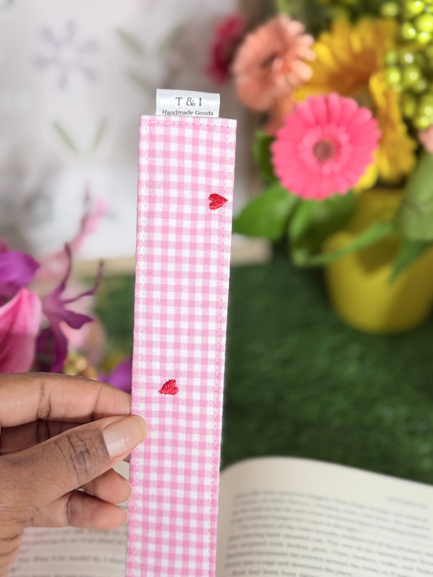 Pink love Fabric Bookmark
