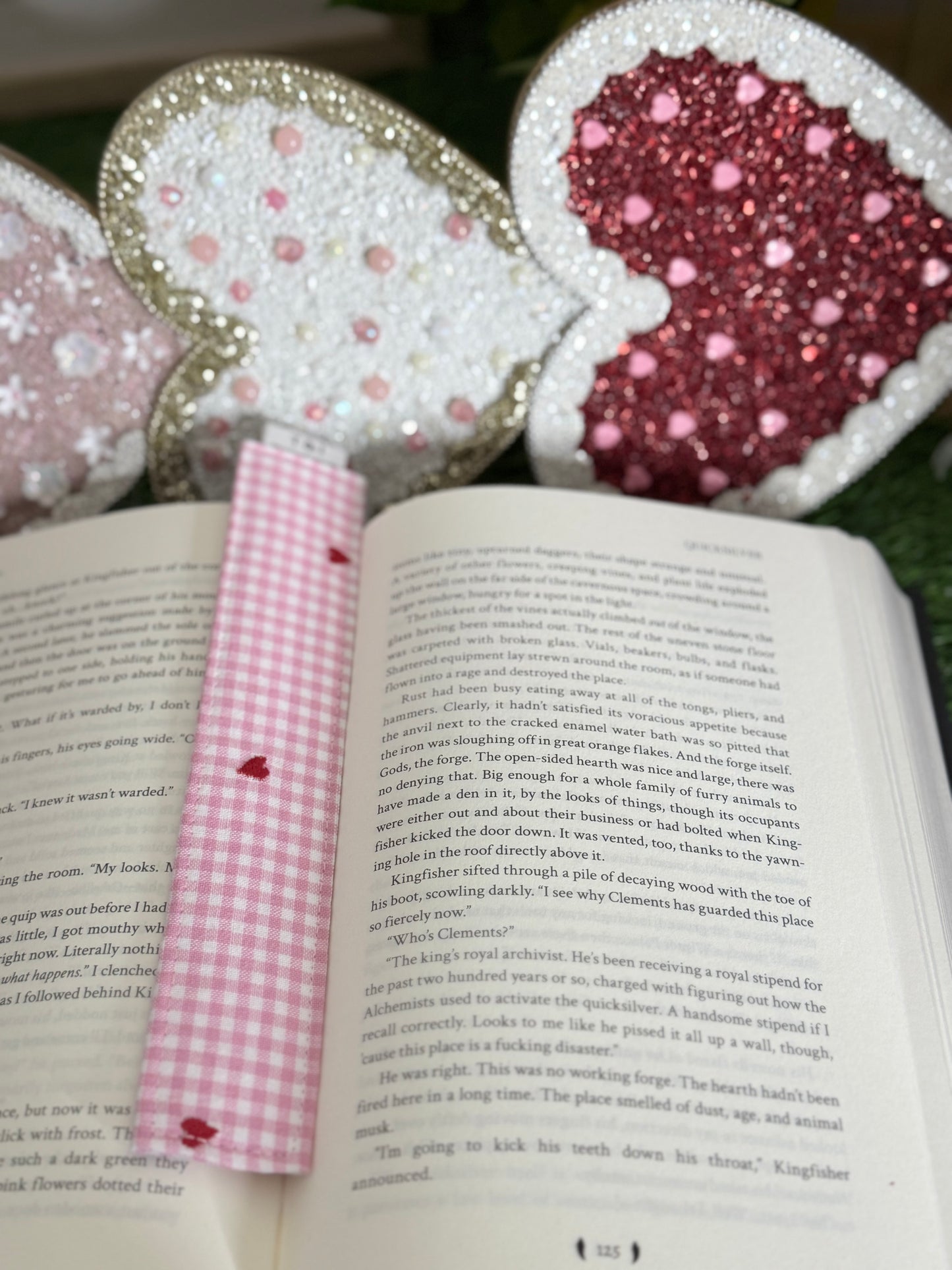 Pink love Fabric Bookmark