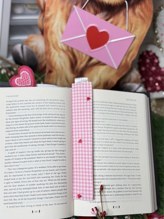 Pink love Fabric Bookmark