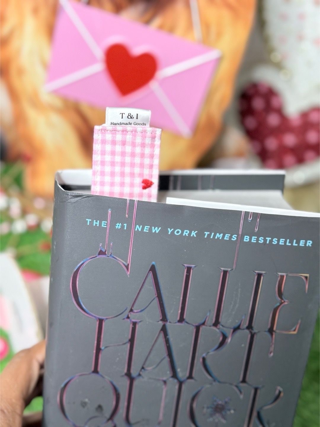 Pink love Fabric Bookmark